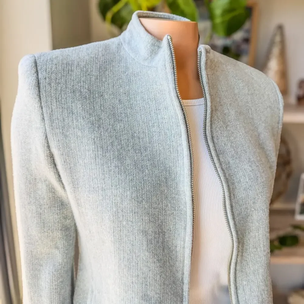 Jones New York Women's Light Gray Zip-Up Jacket - Picture 6 of 12